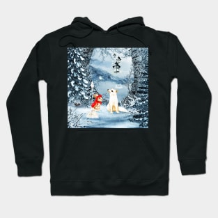 Little icefox with friends in a winter landscape Hoodie